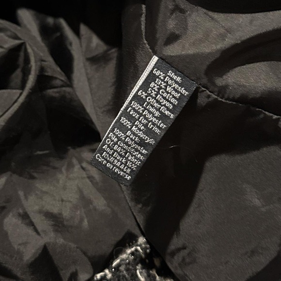 Tweed Faux Fur Penny Lane Coat Gray Black XL - Picture 6 of 8